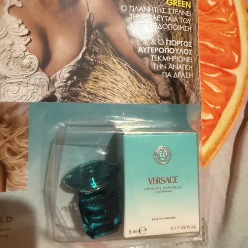 Elle Magazine June 2026 with Versace Crystal Emerald mini perfume new