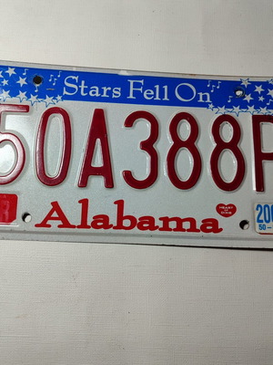 Licence plate USA Alabama used, small chip