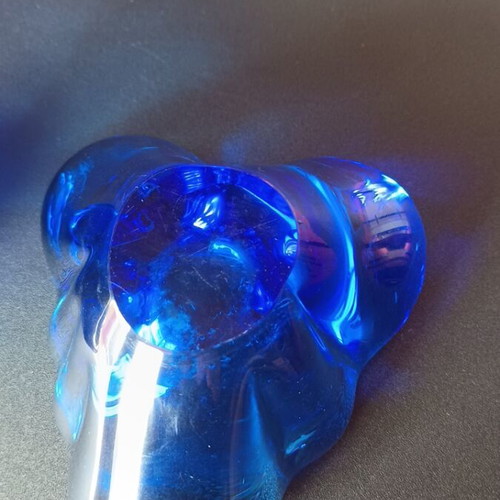 Vintage Blue Glass Ashtrays Pair like new