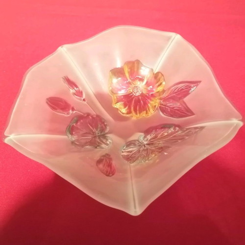 Vintage Mikasa Crystal floral centerpiece bowl
