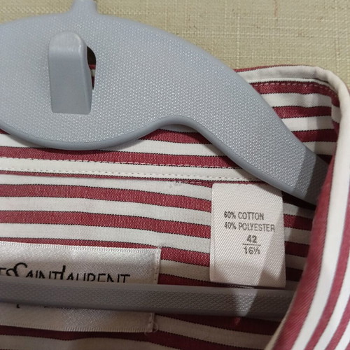 YSL Yves Saint Laurent men's dress shirt, white and red, XL