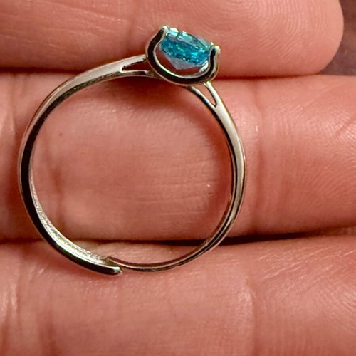 Canary Blue Solitaire Ring 925 Silver with Cubic Zirconia
