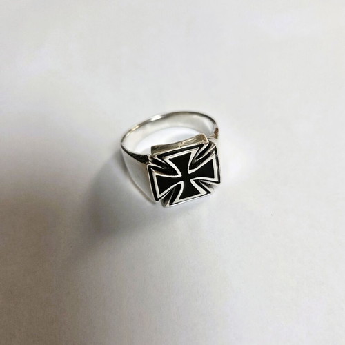 Men's Silver 826 Ring with Black Enamel, new