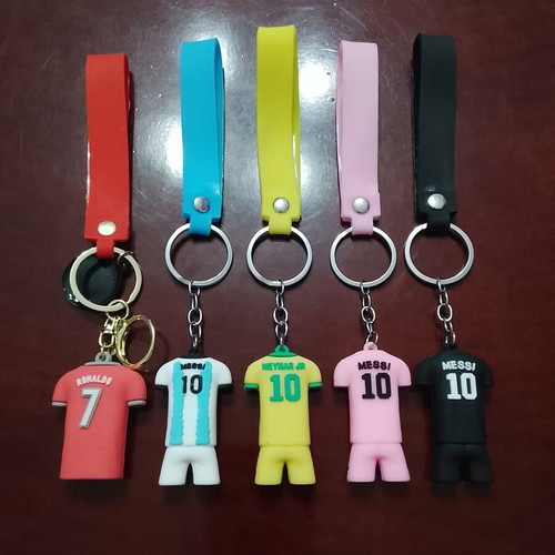 Football Keychains set of 5, new, Ronaldo, Messi, Neymar