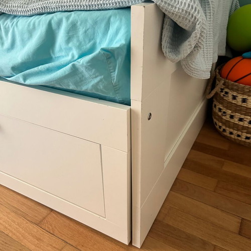 Brimnes single bed with Micke desk and 2 foam mattresses used