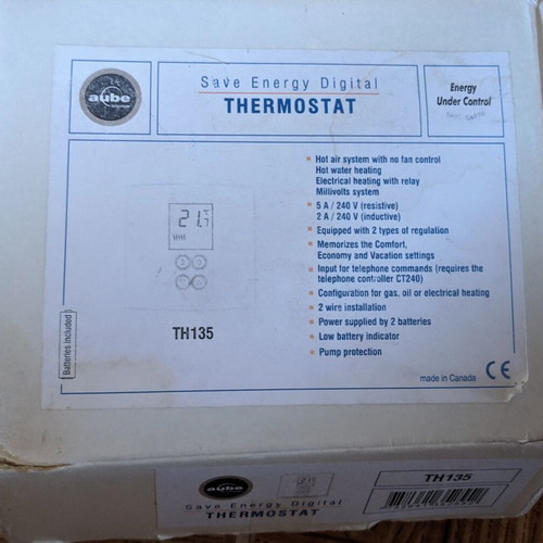 Aube TH135 digital thermostat and CT240/CT241 telephone controller set like new