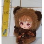 Miana anime plush toy doll, brown bear outfit