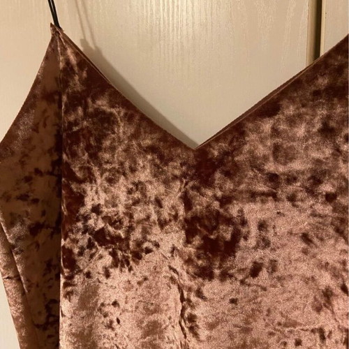 Velvet strap top beige brown new, size M