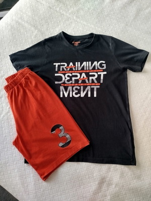 Cotton pajamas for boys 10-11 years like new, black and orange