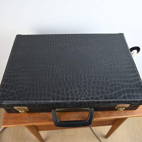 Vintage croco-style hand briefcase used, 30 cm depth