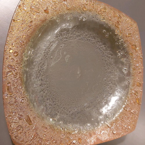 Glass serving platter two-tone with unique design like new