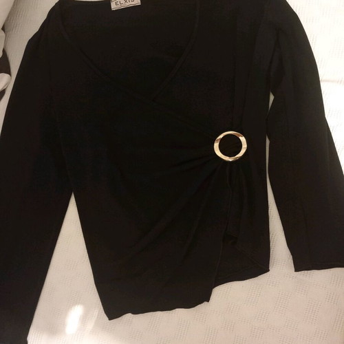 Elxis women's blouse black wrap like new, size L