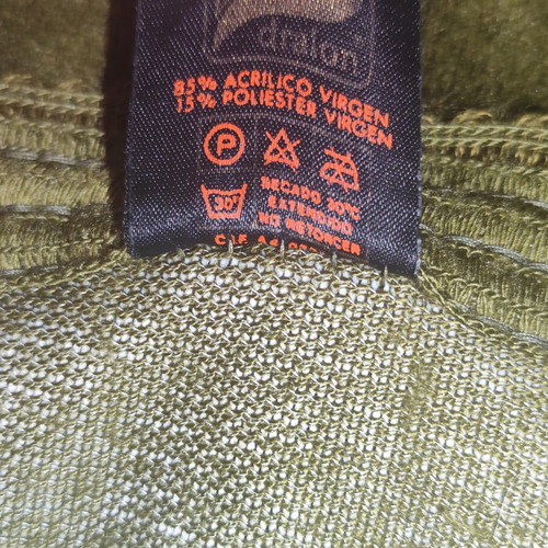 Velvet round tablecloth in olive green with gold border used