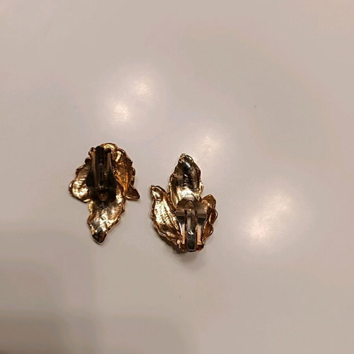 Silver and gold leaf-shaped earrings like new