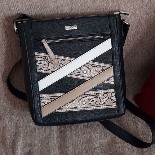 Doca crossbody bag new with defect, black and beige