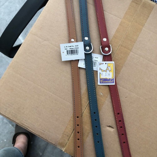 Pet Camelot leather collar 15mm x 40cm new, various colors