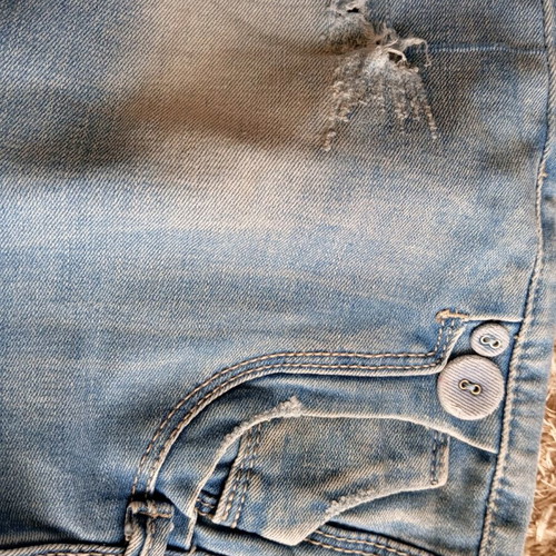 Women's jeans used with rips, size XS, blue