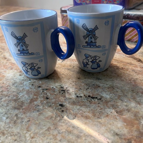 Small mugs used, set of 2 from the Netherlands for espresso or Greek coffee
