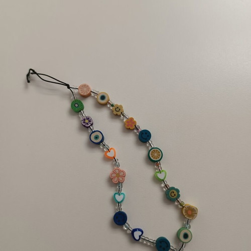 Charm phone lanyard with colorful beads used