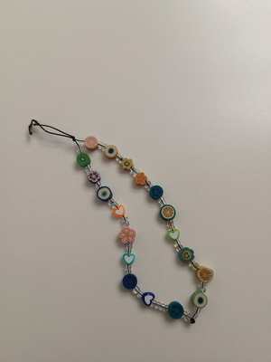 Charm phone lanyard with colorful beads used
