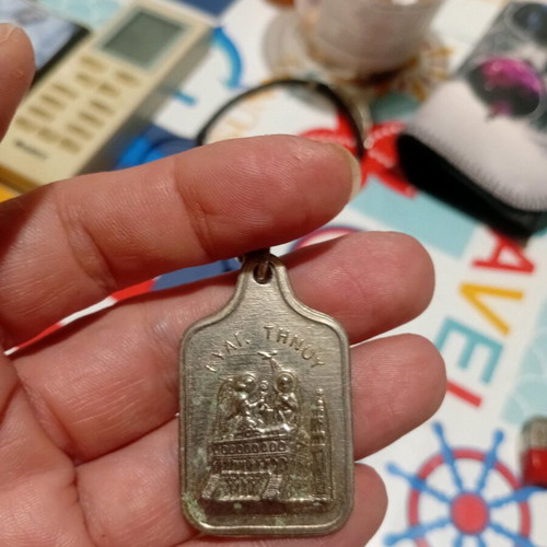 Vintage keychain used from Panagia of Tinos with prayer