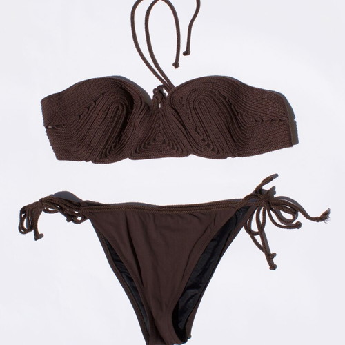 La Perla Soutache Luxury Crochet Bikini Brown Medium Like New