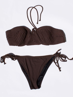 La Perla Soutache luxury μαγιό μπικίνι crochet καφέ μέγεθος medium σαν καινούργιο