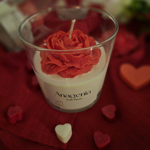 Valentine Rose soy candle with biscuit vanilla scent 320gr new