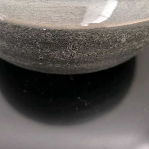 Ceramic low vase in gray shades like new