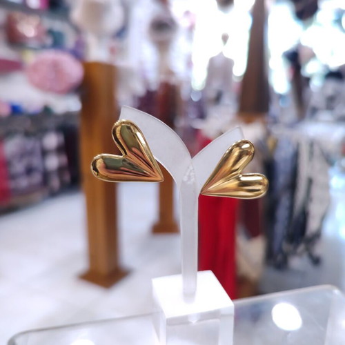 Gold Heart Earrings New, Gold Color Stainless Steel