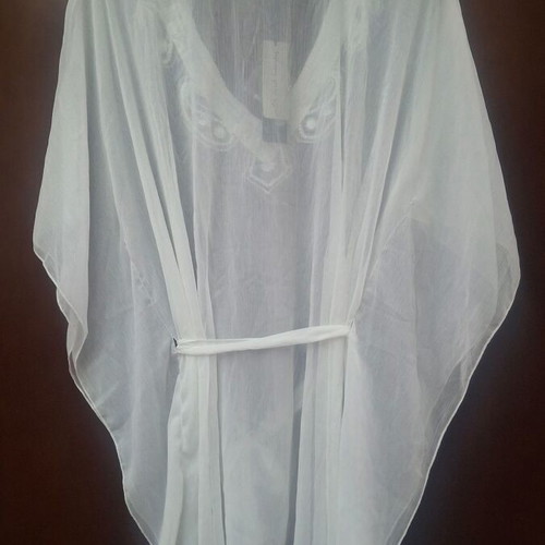 Milk and Honey white short kaftan blouse with embroidery