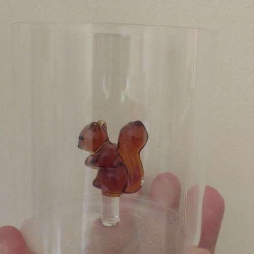Glass cup new with squirrel decoration