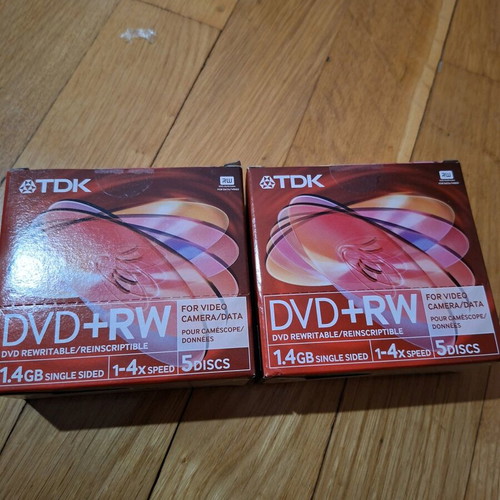 TDK DVD 1.4 GB new, 2 packs with 5 discs