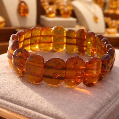Natural Baltic Amber Bracelet new, handmade with natural inclusions