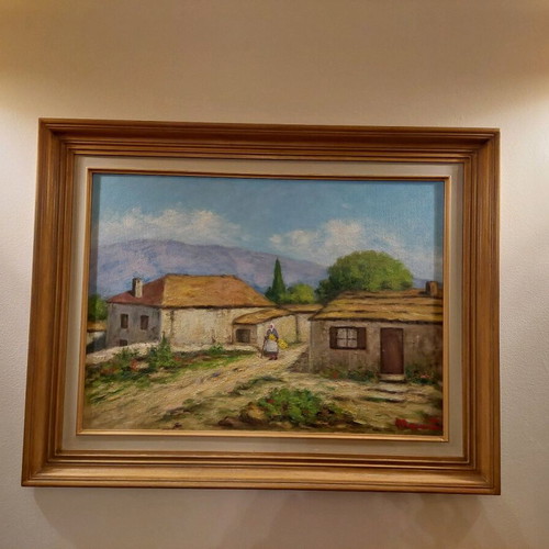 Oil painting by M. Romanidou like new with frame