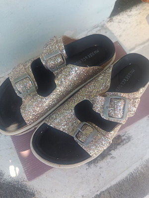 Musse Cloud double-strap slippers size 37 gold glitter like new