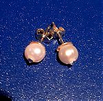  Σκουλαρίκια ασημί 925 με ροζ μαργαριτάρια