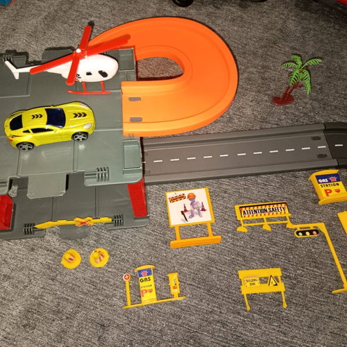 Track with car and helicopter used