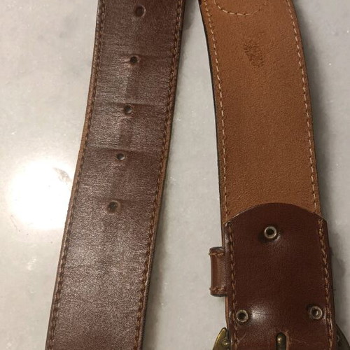 Men's leather belt brown like new with gold buckle 110 cm