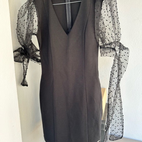 Toi Moi dress black like new with polka dot tulle sleeves, size S