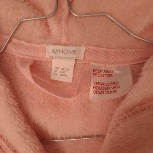 H&M Kids Fleece Robe Used, Pink Butterfly Design, Size 122-128 cm