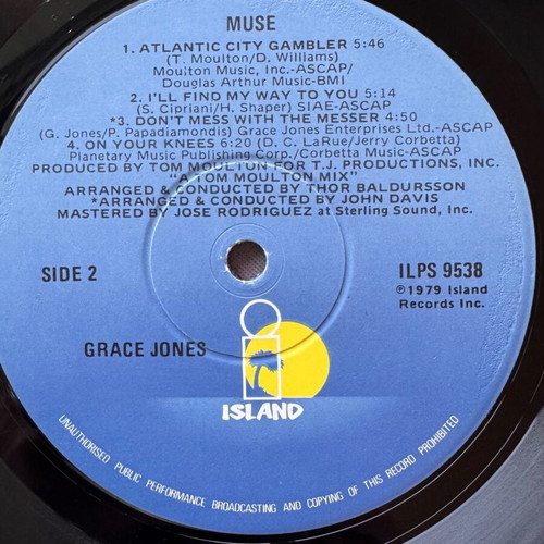 Grace Jones Muse LP used, 1st US gatefold 1979