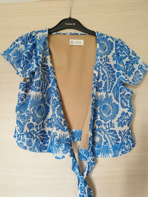 Μπλουζάκι Karavan vintage crop σαν καινούργιο, άσπρο και μπλε, μέγεθος S/M