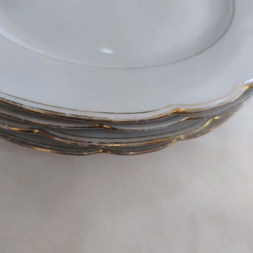 Porcelain plates set of 5 used with gold trim