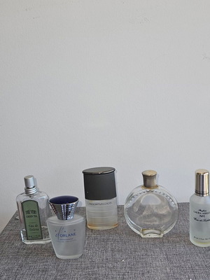Empty perfume bottles used, Lalique Orlane Laura Ashley L'Occitane Calyx