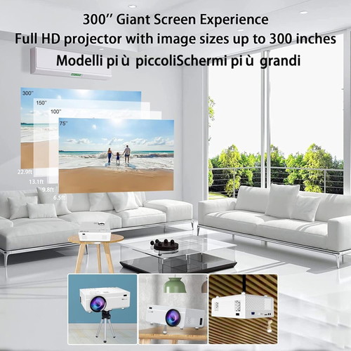 Mini Multimedia Projector Ysametp new, Full HD, 10000 lumens, HDMI, VGA, USB