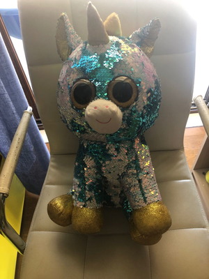Ty plush sequin Unicorn 40cm used with smaller Ty gift