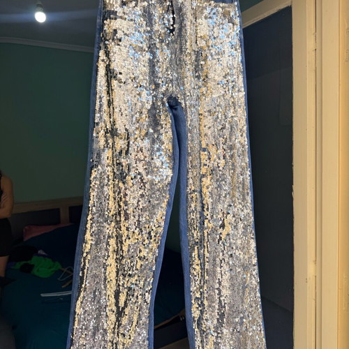 Sac & Co sequin jeans XS like new, blue and silver