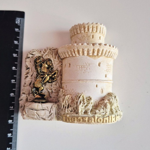 3D fridge magnet with metal element Thessaloniki White Tower like new