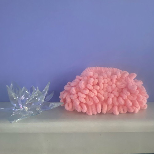 Handmade puffy bag like new, pink handbag